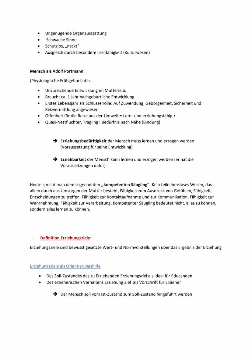 Definition und Kennzeichen von Erziehung:
Definition ,,Erziehung":
Erziehung ist die bewusste und/oder geplante Beeinflussung von Personen,
