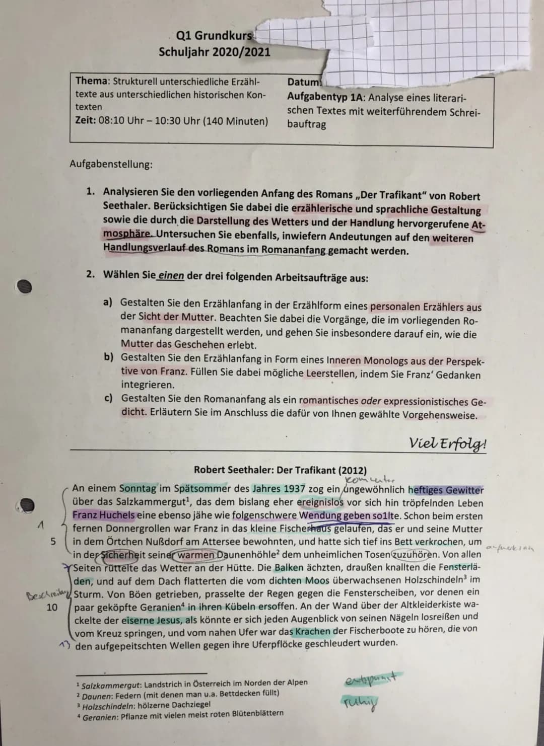 1
5
Beschrei
10
Q1 Grundkurs
Schuljahr 2020/2021
Thema: Strukturell unterschiedliche Erzähl-
texte aus unterschiedlichen historischen Kon-
t