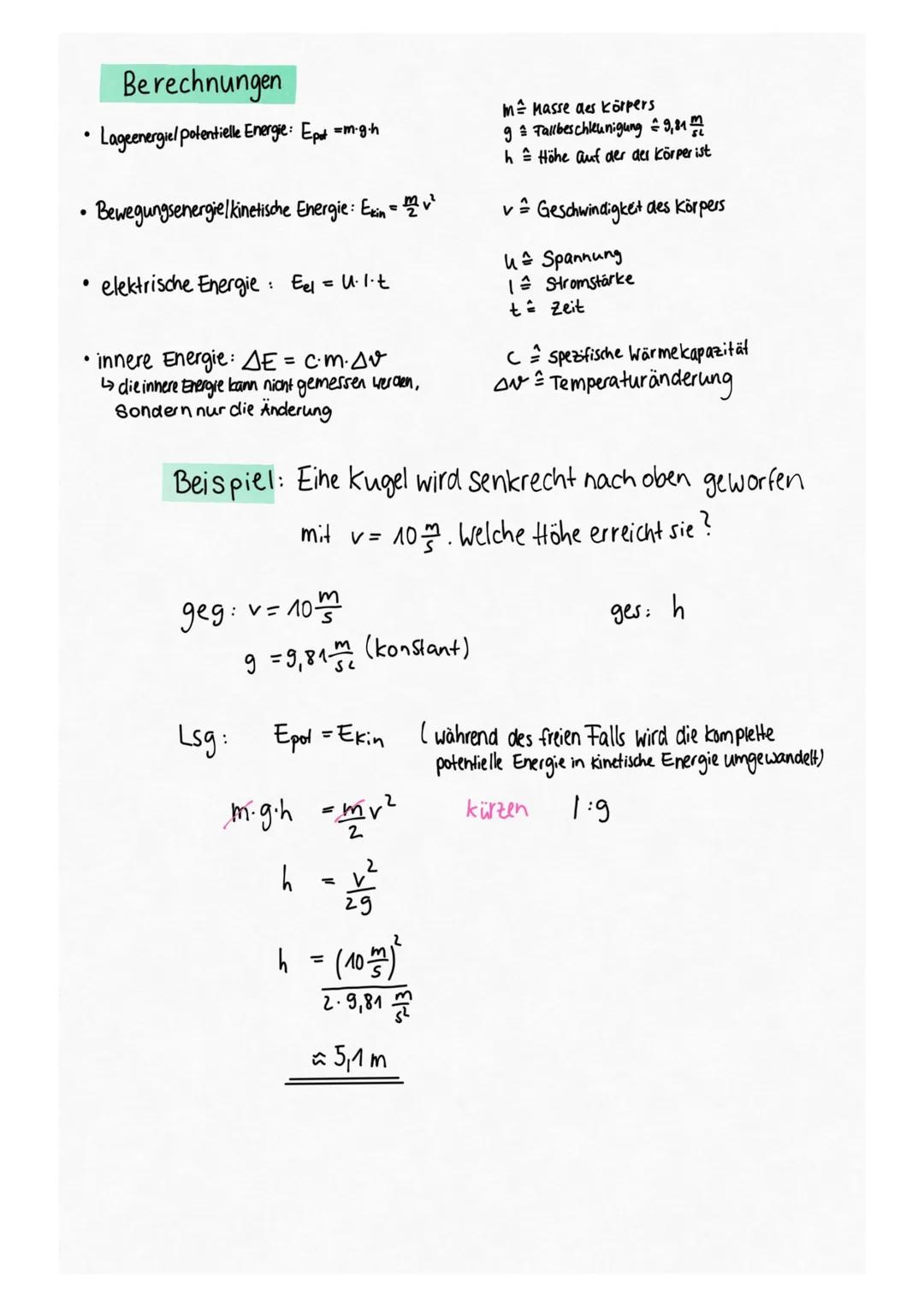 # 15105

# LALAGIL

Was ist Energie?

→Fähigkeit mechanische Arbeit zuverrichten, Licht auszustrahlen
oder Wärme abzugeben

Formen von Energ