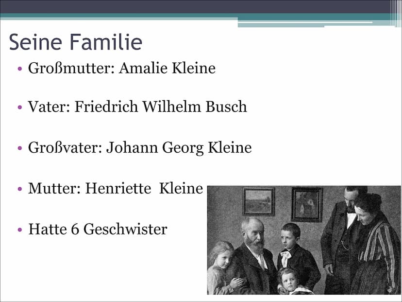 Wilhelm Busch - Autor
Realismus 1850 - 1899 ●
●
●
●
●
●
●
Heinrich Christian Wilhelm Busch
15. April. 1832 in Wiedensahl geboren
09. Januar.