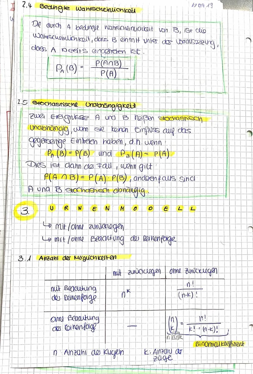 by
3.2 Wahrscheinlichkeit sborechnung
a) zienen ohne Zurücklegen.
zieht man aus einer Ure N Kugein, von denen schwarz
and, n kugeln ohne zur