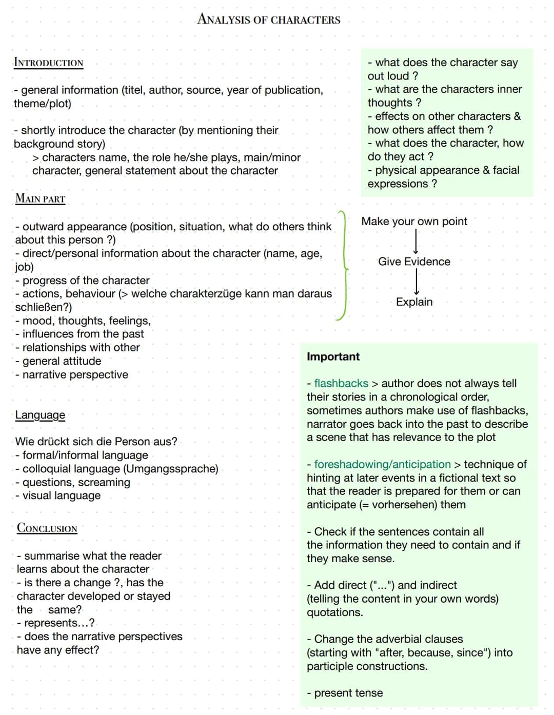 INTRODUCTION
- general information (titel, author, source, year of publication,
theme/plot)
- shortly introduce the character (by mentioning