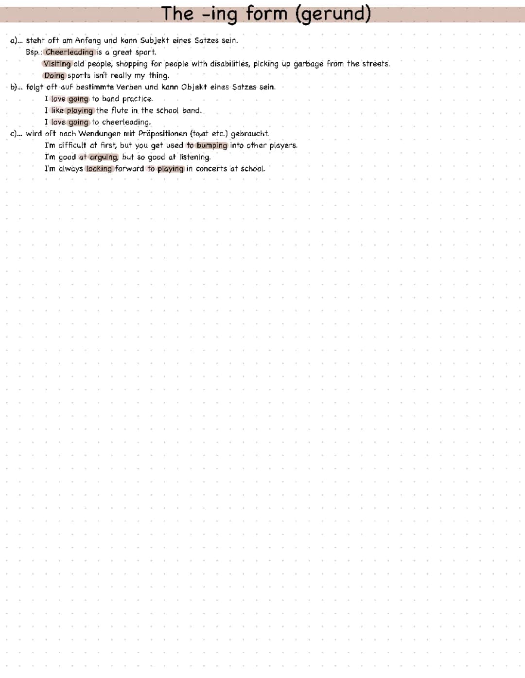 -ing form (gerund)