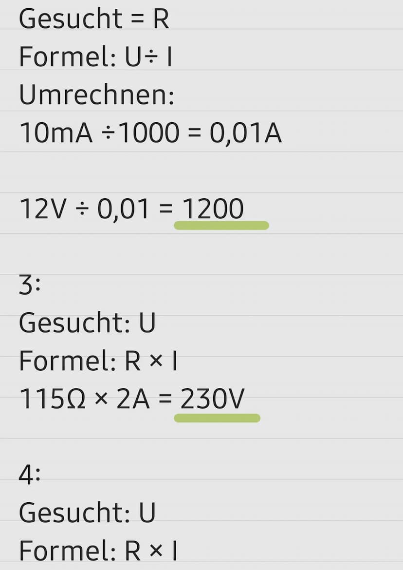 Das Ohmsche Gesetz
U =
R =
| =
URI
Bedeutung Einheit
Spannung
V
Wiederstand
Q Ω
Stromstärke = A
Einheiten Abkürzung/ Voller name
V=
Ω =
A =
