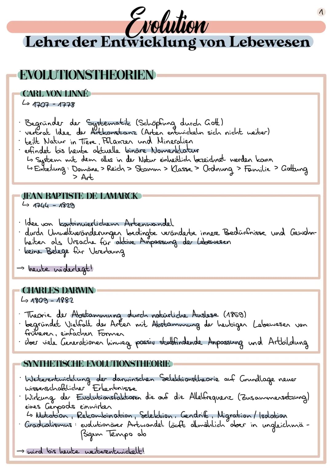 Evolution
Lehre der Entwicklung von Lebewesen
EVOLUTIONSTHEORIEN
CARL VON LINNÉ
1707 1778
Begründer der Systematik (Schöpfung durch Gott)
ve
