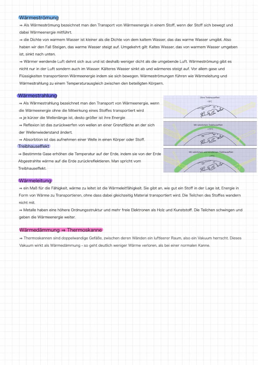Wärmeströmung
⇒ Als Wärmeströmung bezeichnet man den Transport von Wärmeenergie in einem Stoff, wenn der Stoff sich bewegt und
dabei Wärmeen