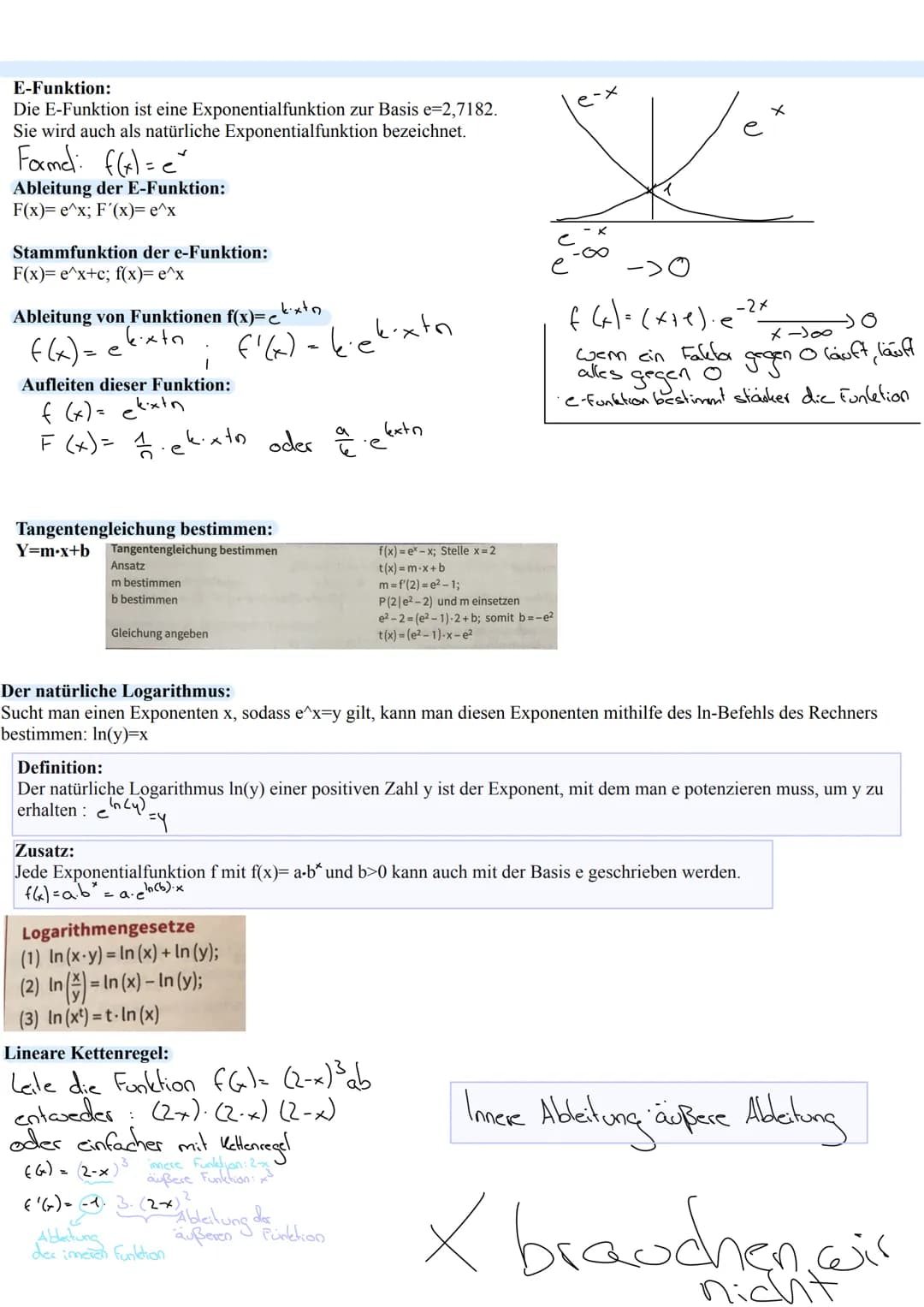 Exponentialfunktionen
Eigenschaften:
Für jede Exponentialfunktion mit y=b^x mit b>0 gilt:
- Graph verläuft oberhalb der x-Achse und durch de