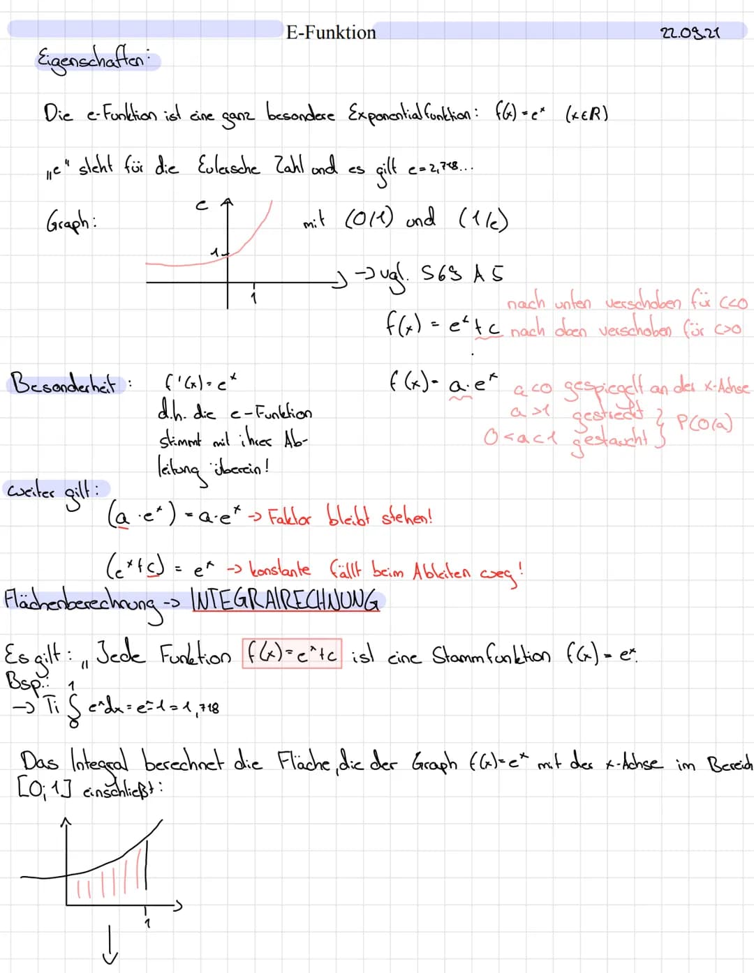 Exponentialfunktionen
Eigenschaften:
Für jede Exponentialfunktion mit y=b^x mit b>0 gilt:
- Graph verläuft oberhalb der x-Achse und durch de