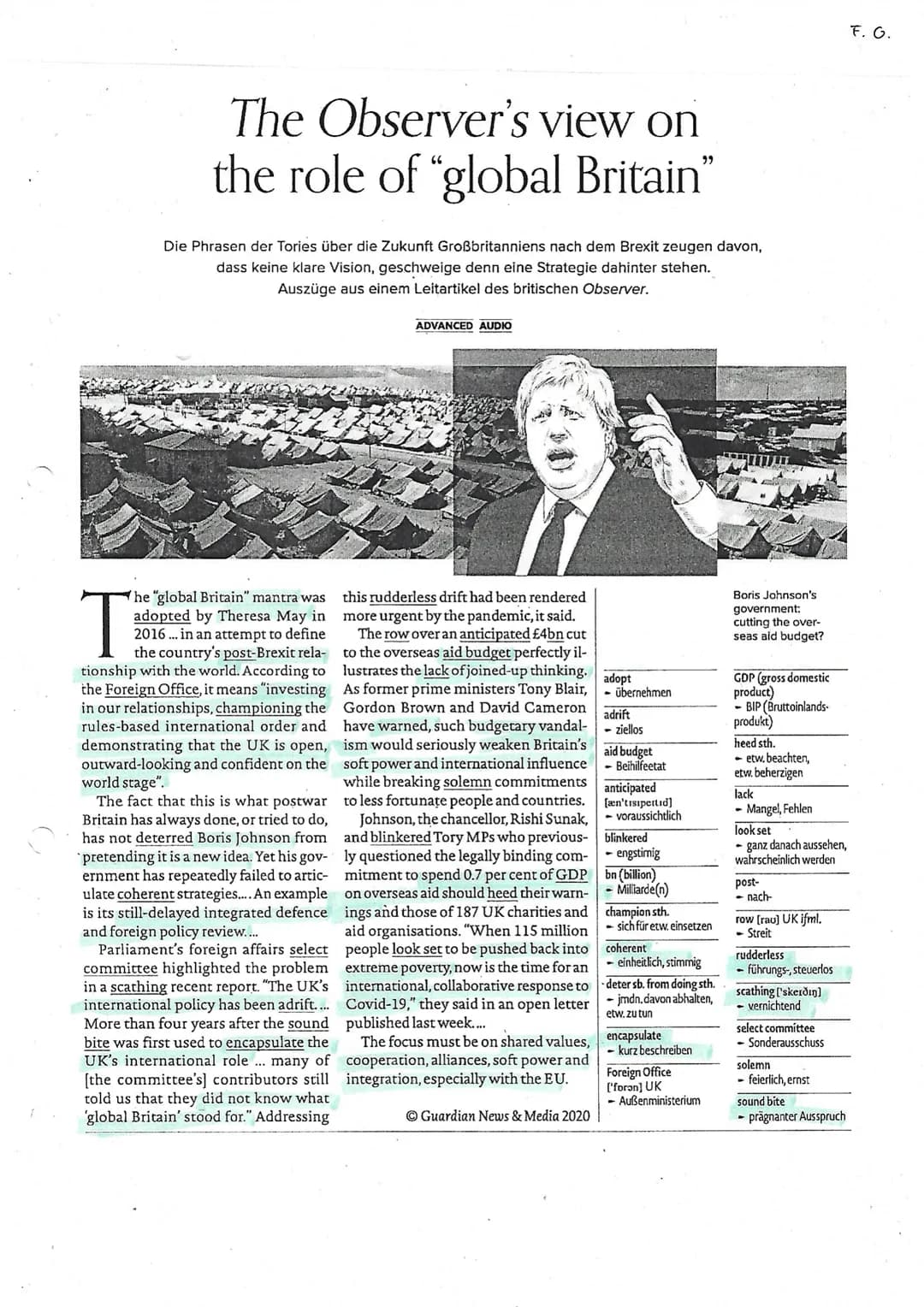 The Observer's view on
the role of "global Britain”
Die Phrasen der Tories über die Zukunft Großbritanniens nach dem Brexit zeugen davon,
da