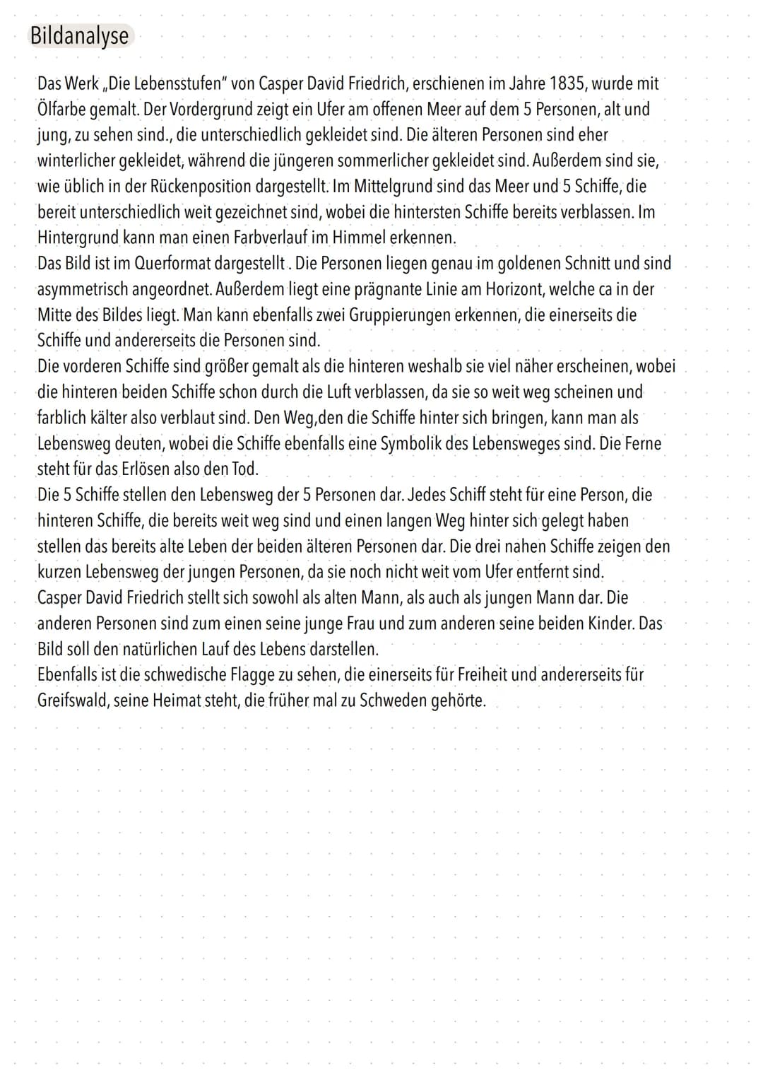 Caspar David Friedrich Bildanalyse Die sieben Lebensstufen des Menschen (Kunst) als PDF Knowunity