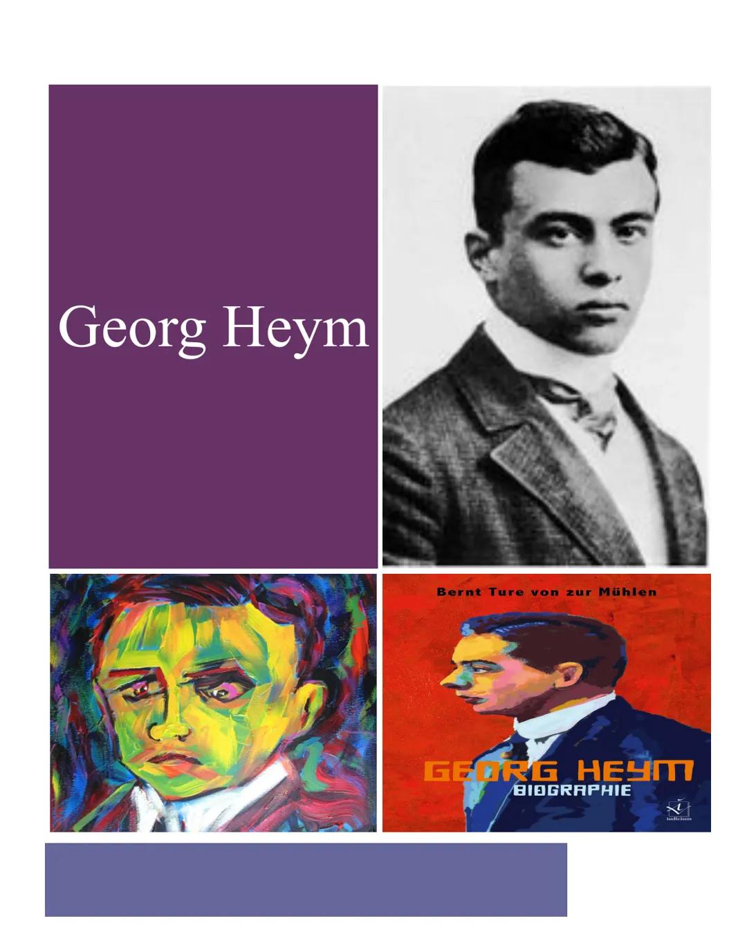 Georg Heym
Bernt Ture von zur Mühlen
GEORG HEYM
BIOGRAPHIE Die Stadt
Sehr weit ist diese Nacht. Und Wolkenschein
Zerreißet vor des Mondes Un