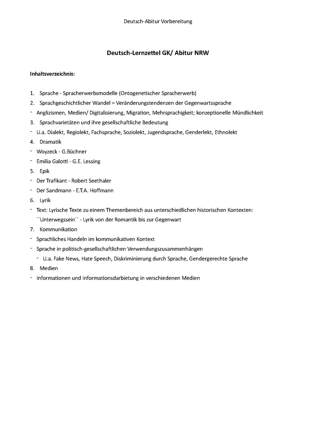 Deutsch Abitur NRW 2024