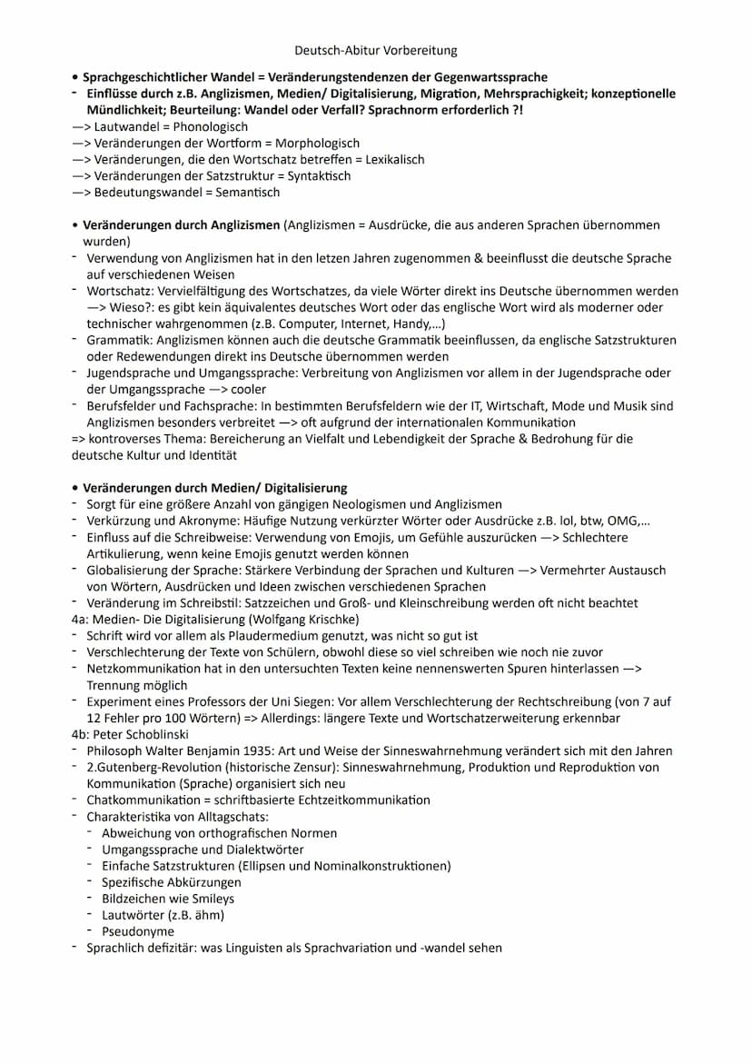 Inhaltsverzeichnis:
Deutsch-Abitur Vorbereitung
Deutsch-Lernzettel GK/ Abitur NRW
1. Sprache Spracherwerbsmodelle (Ontogenetischer Spracherw