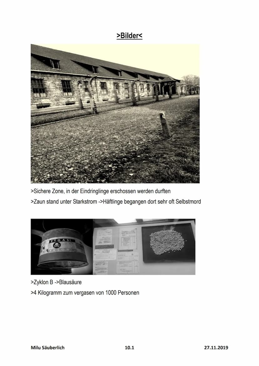 Ehemaliges
Vernichtungslager
Auschwitz-Birkenau
H
FTGAS!
AWA
YKLO
CH
Milu Säuberlich
ARBEIT MACHT FRE
10.1
27.11.2019 Gliederung
1. Einleitu