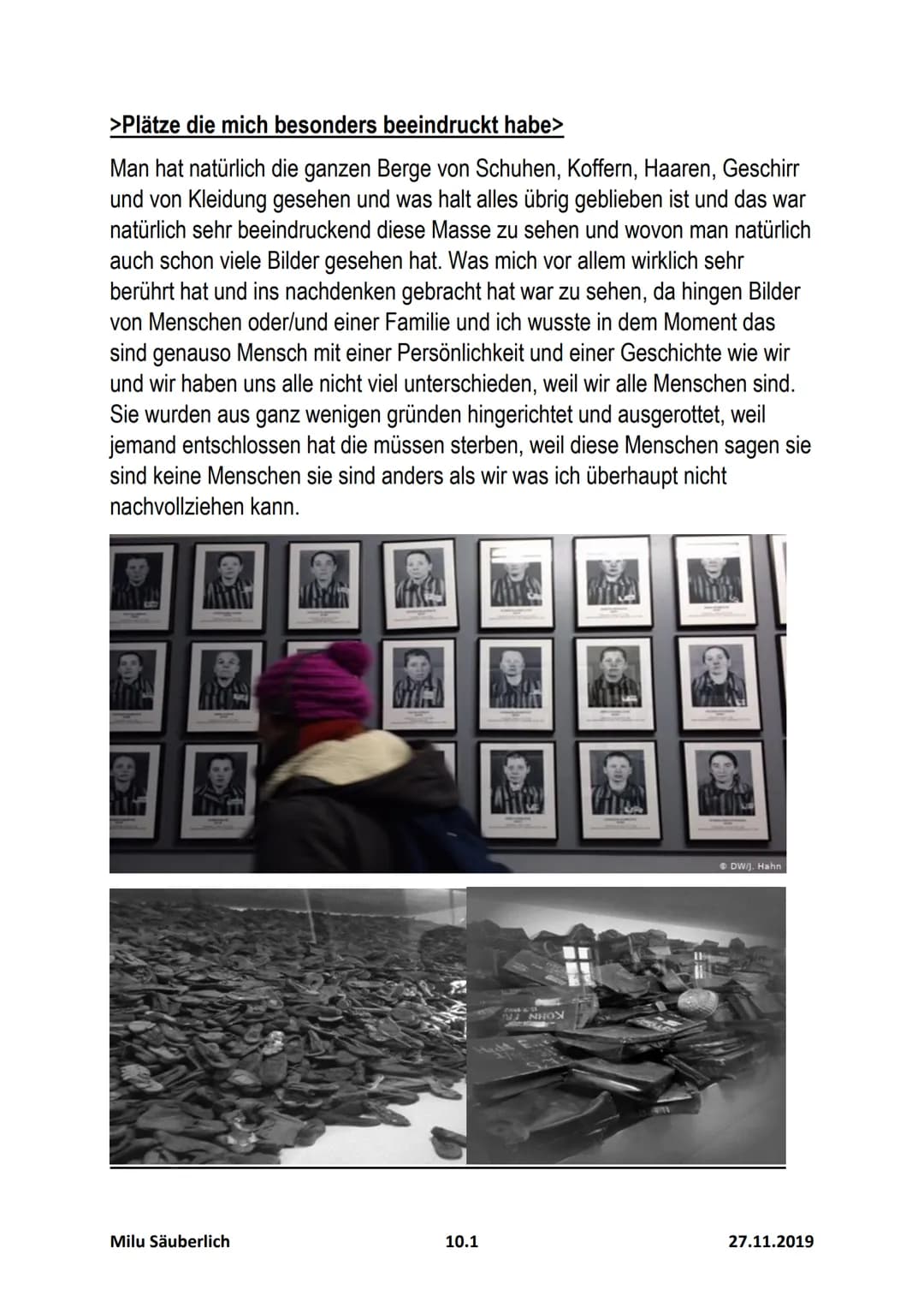 Ehemaliges
Vernichtungslager
Auschwitz-Birkenau
H
FTGAS!
AWA
YKLO
CH
Milu Säuberlich
ARBEIT MACHT FRE
10.1
27.11.2019 Gliederung
1. Einleitu