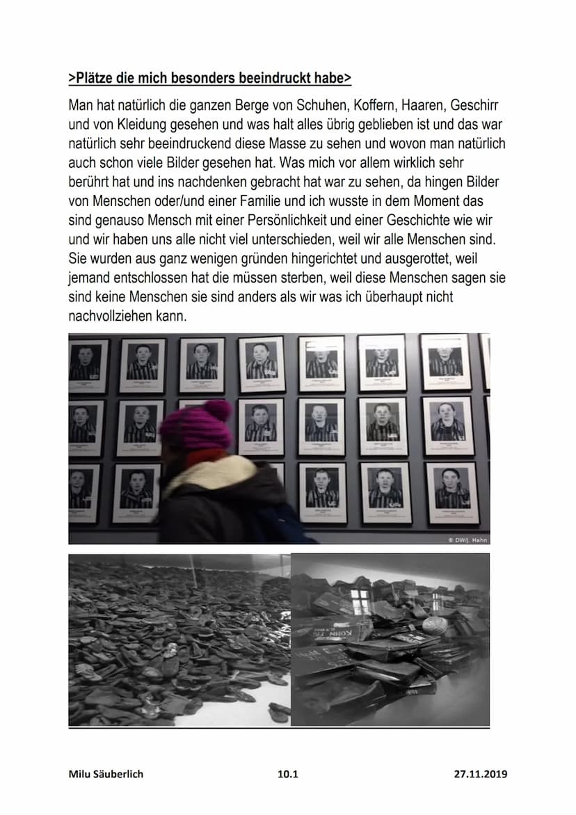 Ehemaliges
Vernichtungslager
Auschwitz-Birkenau
H
FTGAS!
AWA
YKLO
CH
Milu Säuberlich
ARBEIT MACHT FRE
10.1
27.11.2019 Gliederung
1. Einleitu