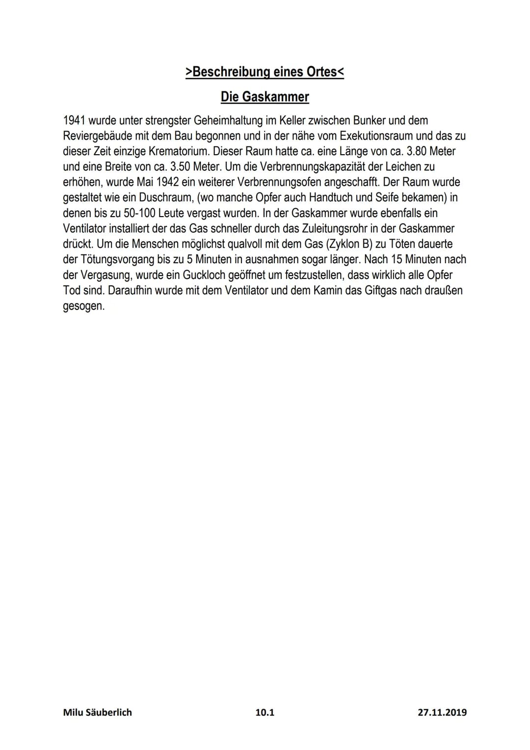 Ehemaliges
Vernichtungslager
Auschwitz-Birkenau
H
FTGAS!
AWA
YKLO
CH
Milu Säuberlich
ARBEIT MACHT FRE
10.1
27.11.2019 Gliederung
1. Einleitu