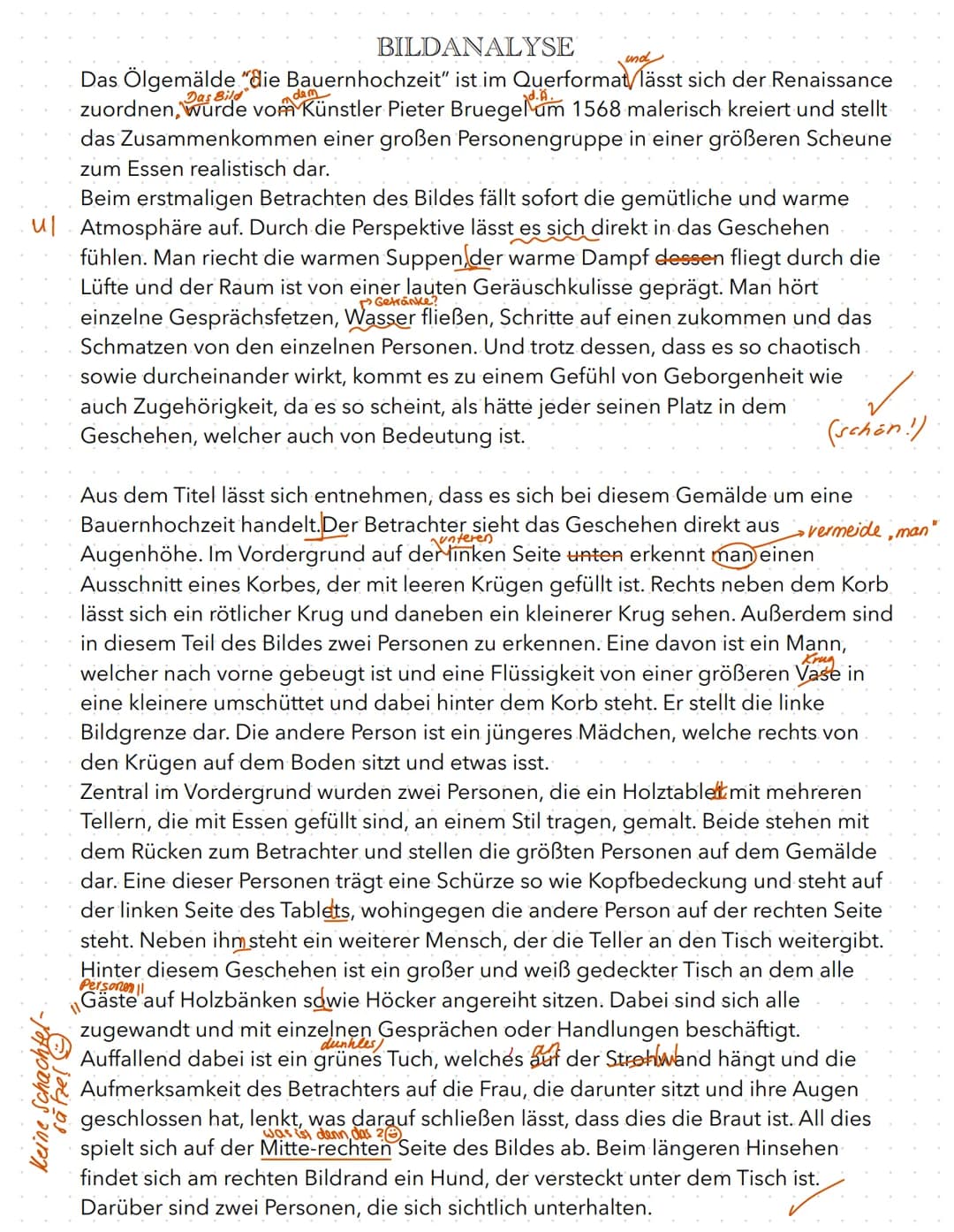 Beim erstmaligen Betrachten des Bildes fällt sofort die gemütliche und warme
u Atmosphäre auf. Durch die Perspektive lässt es sich direkt in