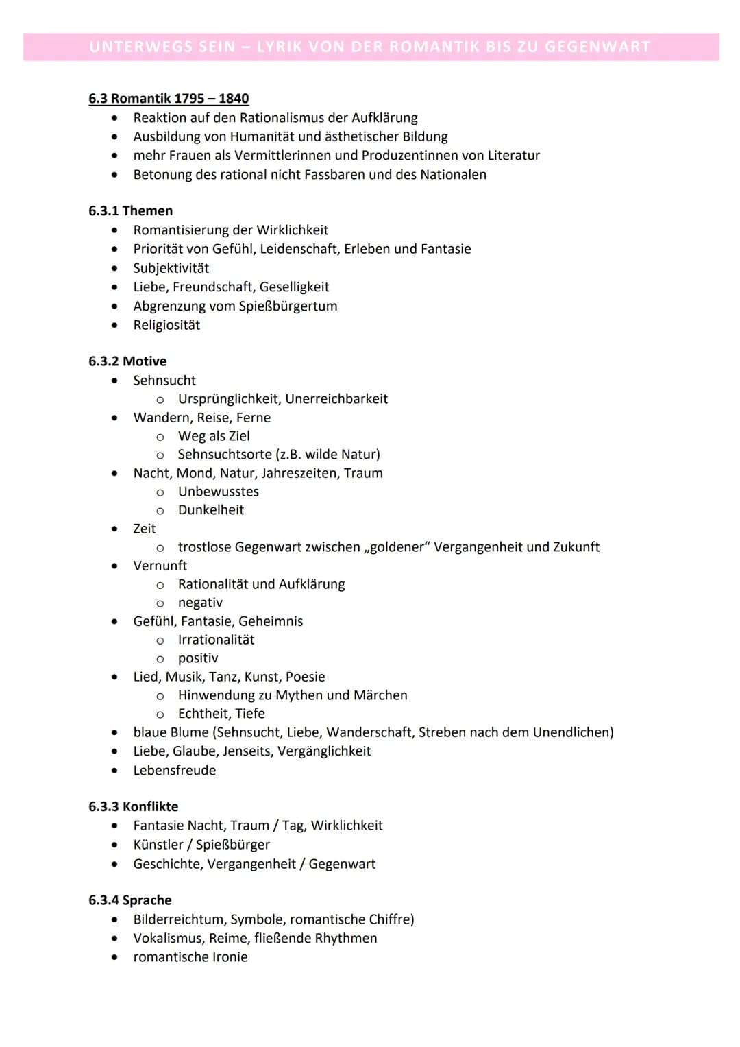 UNTERWEGS SEIN - LYRIK VON DER ROMANTIK BIS ZU GEGENWART
6.1 Dimensionen des Reisens
6.1.1 Reisen
●
● Dienstreisen
● Sehnsucht, Fernweh, Hei