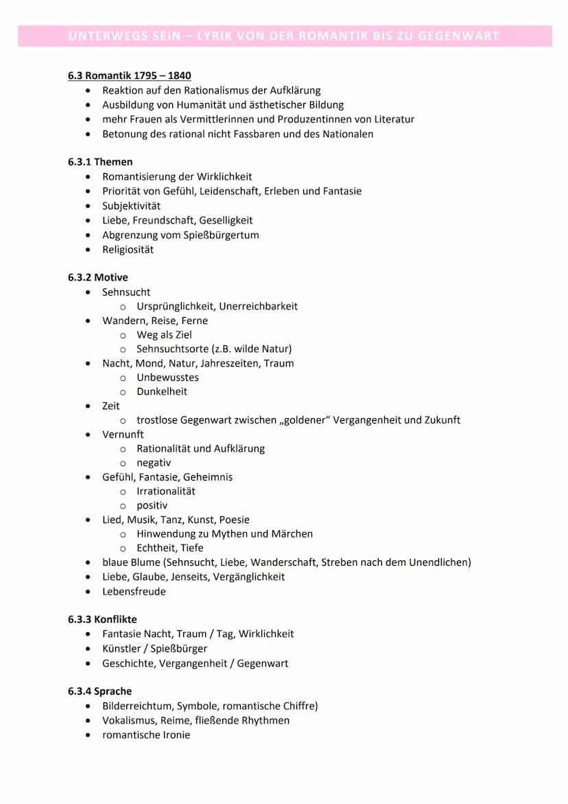 UNTERWEGS SEIN - LYRIK VON DER ROMANTIK BIS ZU GEGENWART
6.1 Dimensionen des Reisens
6.1.1 Reisen
●
● Dienstreisen
● Sehnsucht, Fernweh, Hei