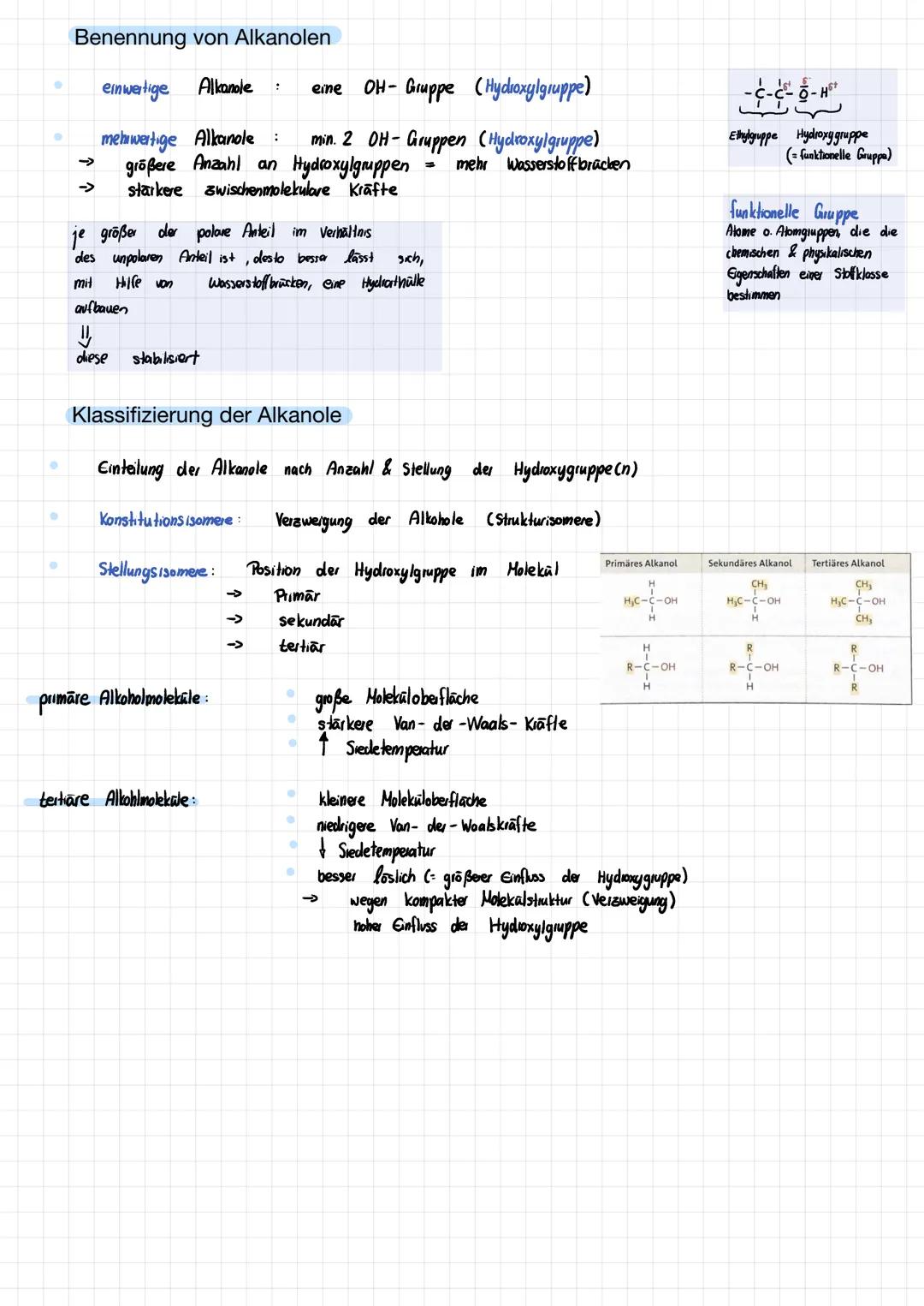 # Alkanole

Verwendung & Eigenschaften der Alkohole

*   Alkanole haben eine höhere Siedetemperatur als Alkane
*   Unterschied wird mit läng