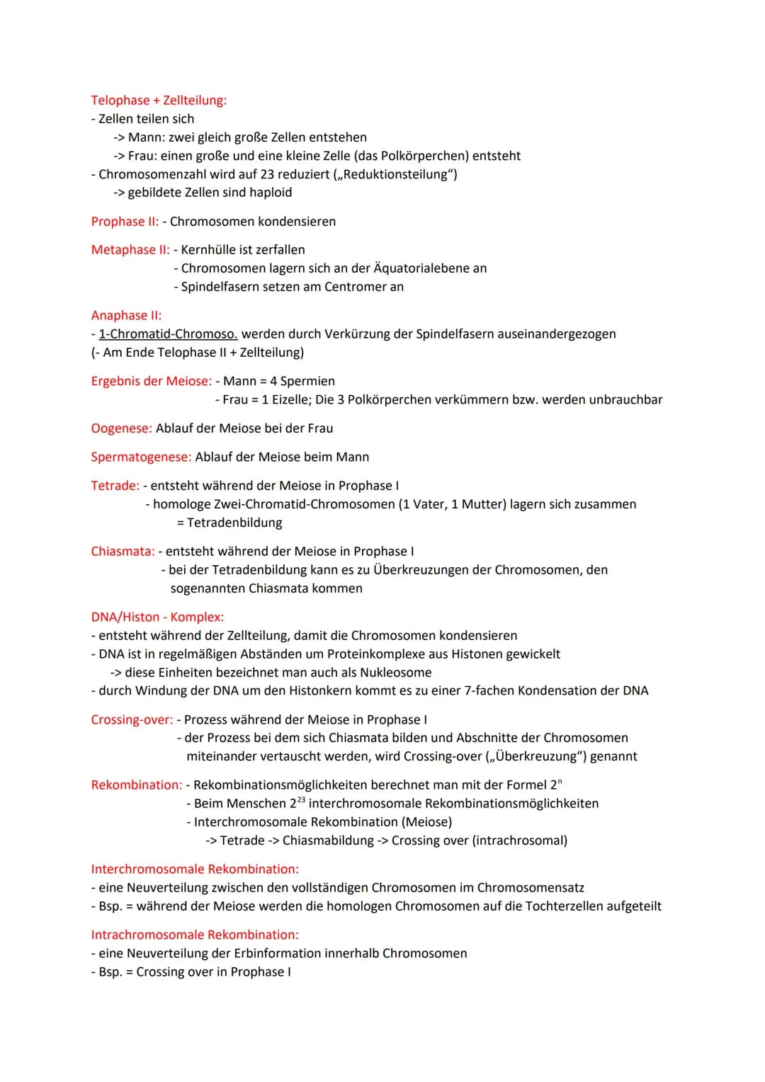 Meiose und Rekombination
Chromosom: - besteht aus zwei Chromatiden; durch das Centromer miteinander verbunden
-> 1-Chromatidchromosom /2-Chr