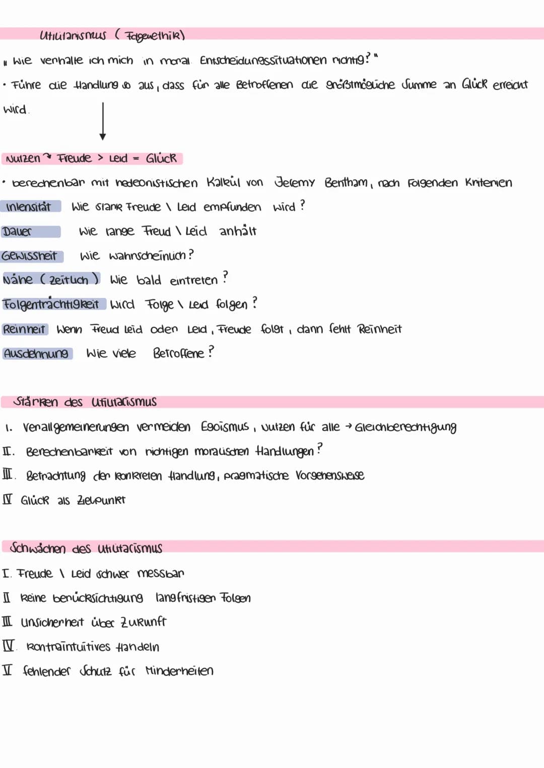 Utilitarismus (Fagenethik)
"Wie verhalle ich mich in moral. Entscheidungssituationen richtig?"
• Führe die Handlung so aus, dass für alle Be
