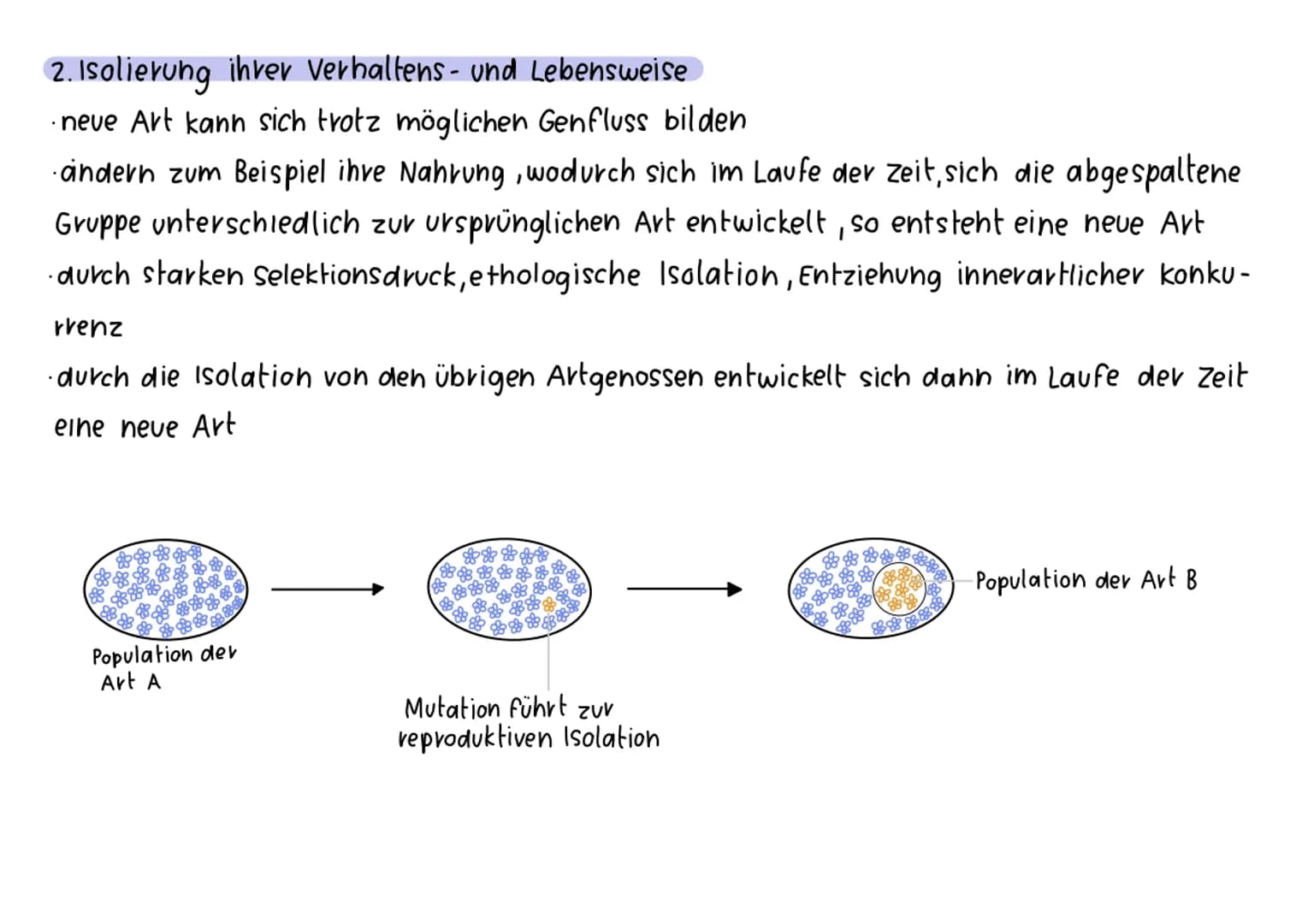 Sympatrische Arthilolung
·Bildung neuer Arten ohne geografische Isolation, entsteht im selben Verbreitungsgebiet
·neve Art entsteht aus eine