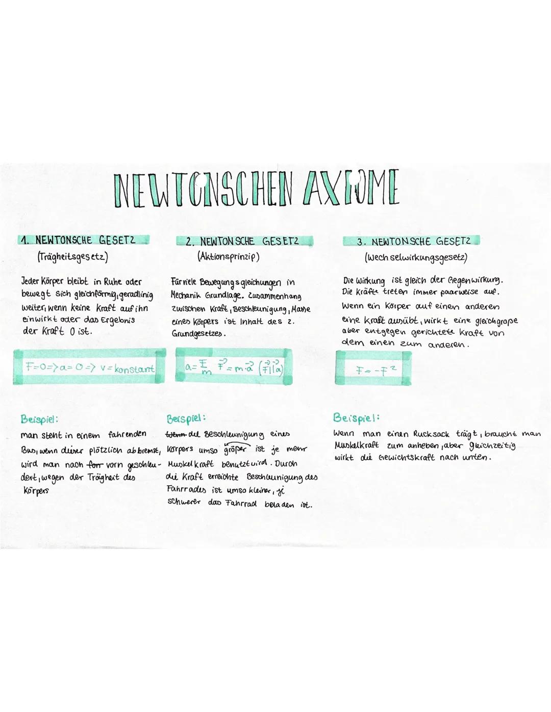 # NEWTONSCHEN AXIOME

4. NEWTONSCHE GESETZ
(Trägheitsgesetz)

Jeder Körper bleibt in Ruhe oder
bewegt sich gleichförmig, geradlinig
weiter, 
