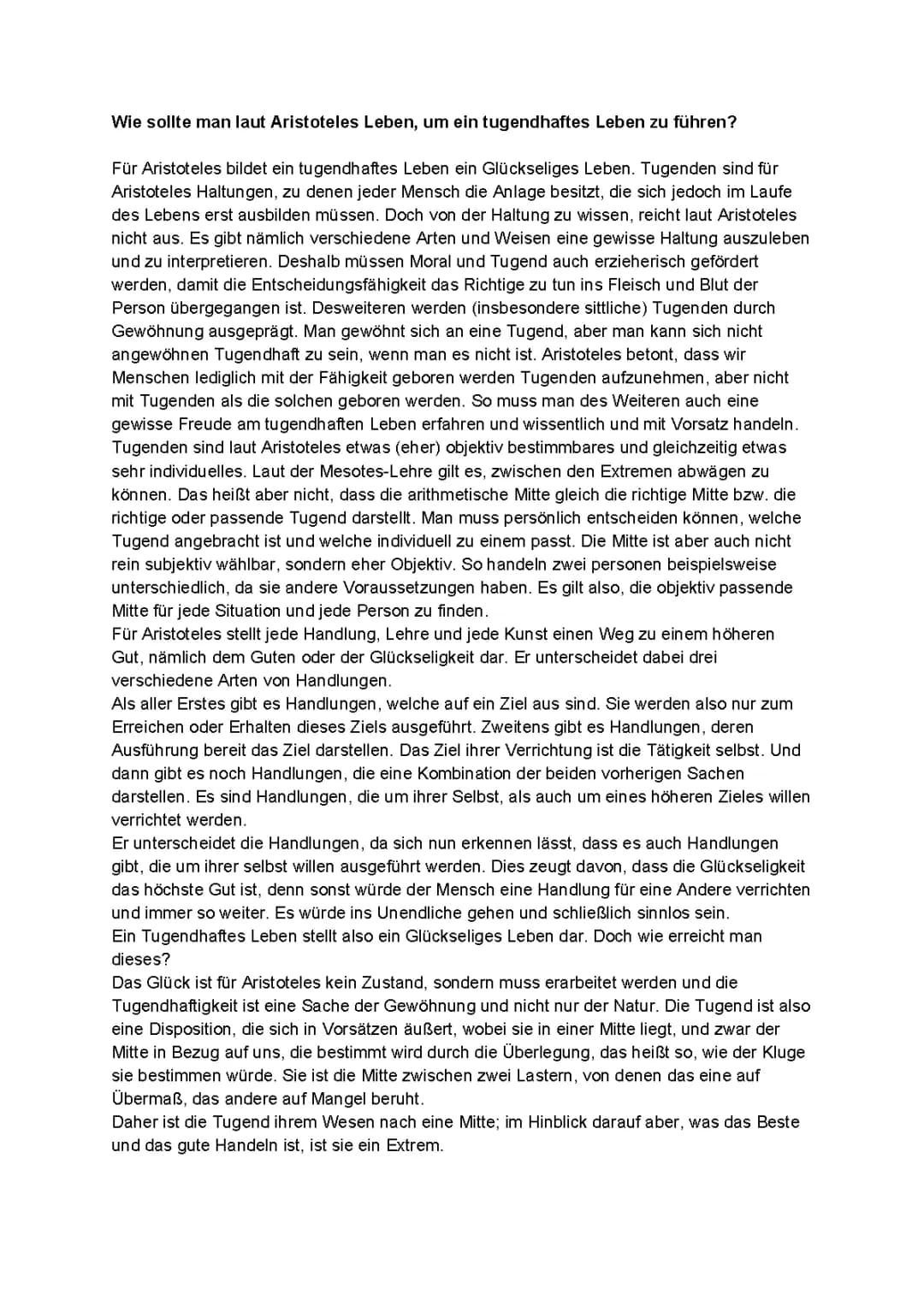 Aristoteles' Tugendethik einfach erklärt: Zusammenfassung und Beispiele