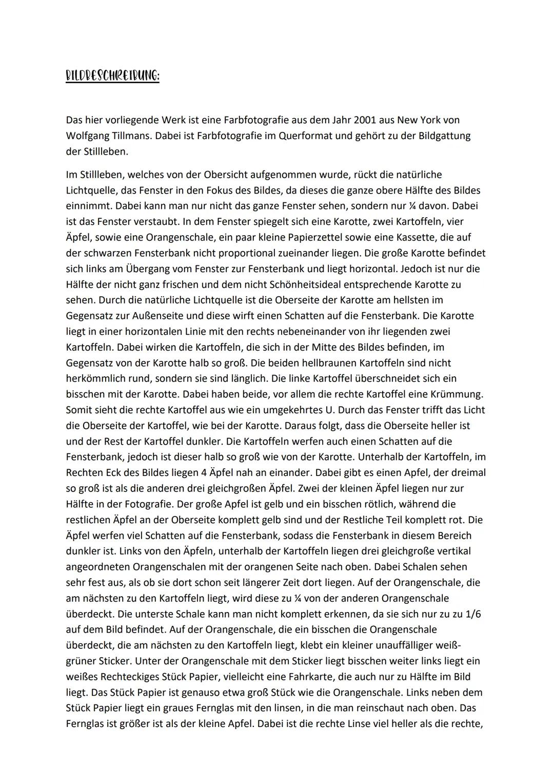 Aufgabe (Theorie): Beschreibung einer Fotografie
von Wolfgang Tillmans
SITUATION ALLGEMEIN WIEDERGEBEN:
Fensterbrett (Untergrund schwarz), K