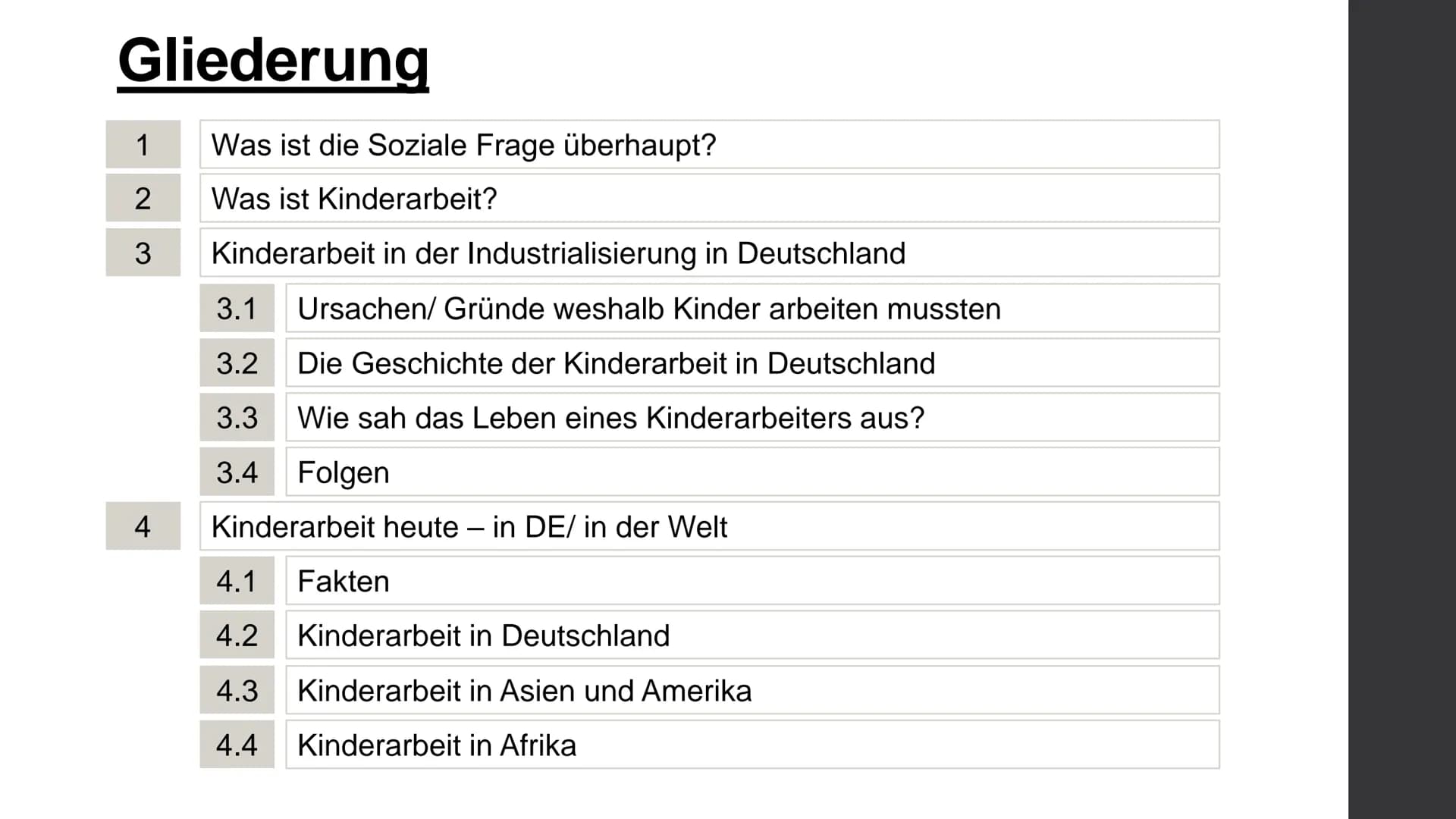 1. Soziale Frage
Mit diesem Begriff werden die sozialen Probleme bezeichnet, die es in
Deutschland seit Mitte des 19. Jahrhunderts als Folge