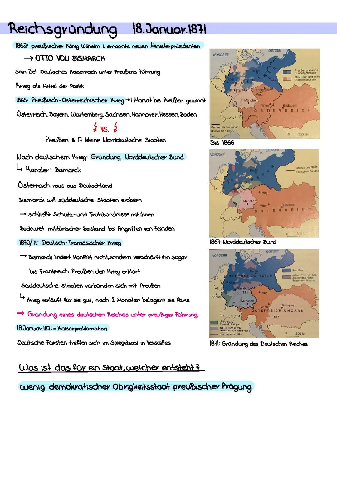 Die Reichsgründung 1871: Zusammenfassung, Vorteile und Nachteile