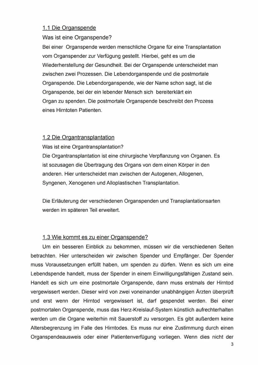 05.07.2022
Organspende und Organtransplantation
Inhaltsverzeichnis
1. Allgemeines:
1 1.1 Die Organspende
1.2 Die Organtransplantation
1.3 Wi