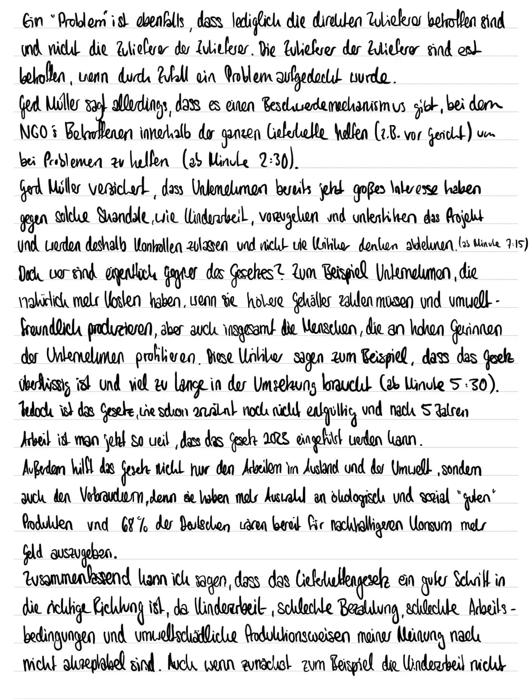 Soll das liefeletten setz in Kraft treten?
Lo Im Bezug auf ein Interview mit Gerd Müller
Pro: •Es gibt einen Beschuvede mechanismus für jede