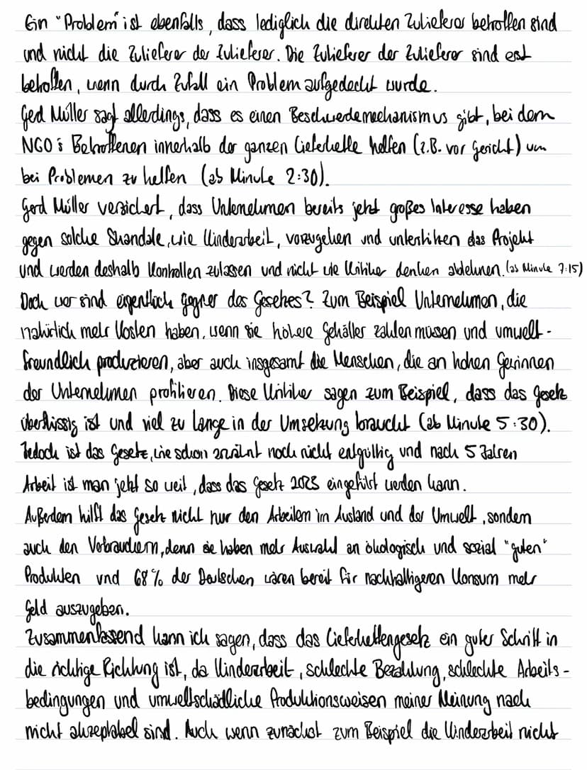 Soll das liefeletten setz in Kraft treten?
Lo Im Bezug auf ein Interview mit Gerd Müller
Pro: •Es gibt einen Beschuvede mechanismus für jede