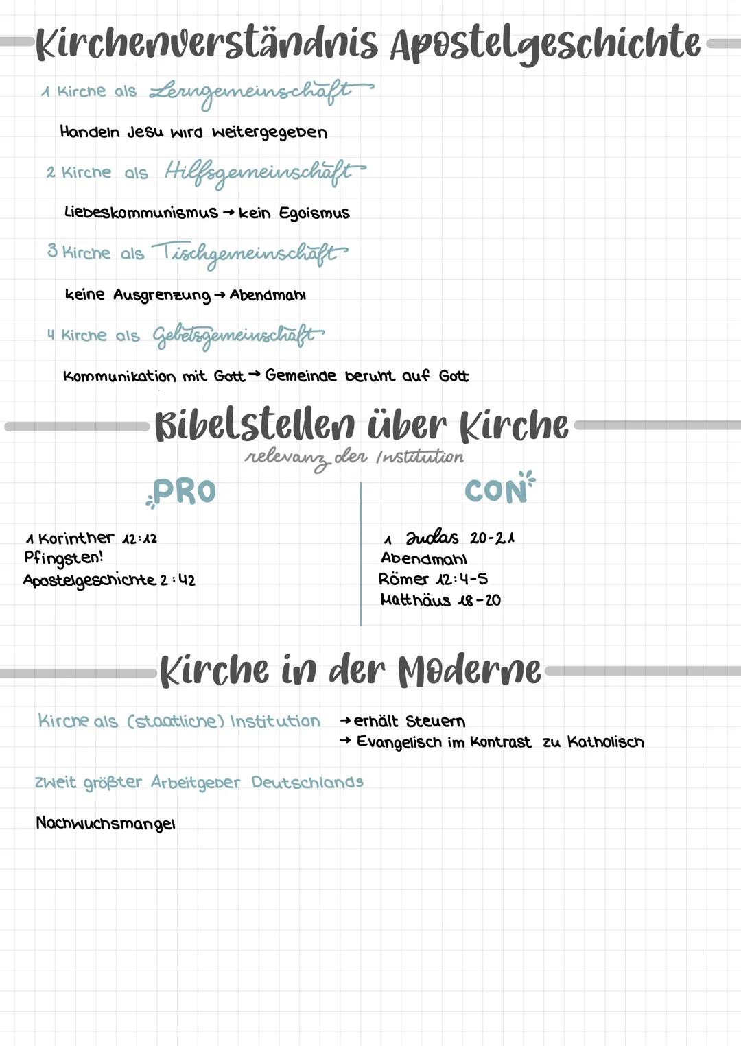 # Klausur 04

# Elllesiologie

# Kirche in der Bibel

Pfingsten = Geburtsstunde der Kirche

Apostelgeschichte Jünger verkünden Auferstehung
