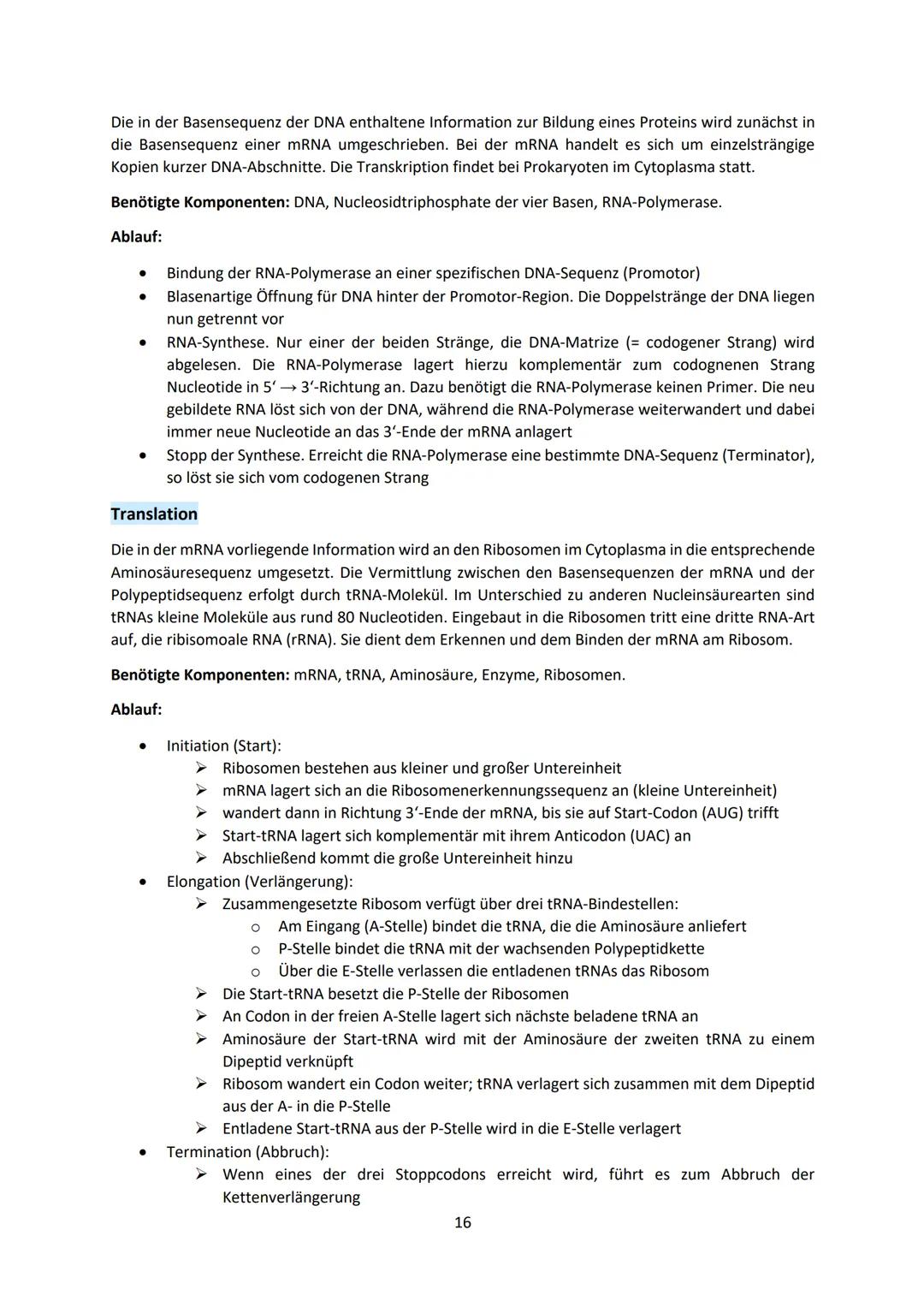 Biologie LK Lernzettel Abitur
1 Biologische Grundlagen
1.1 Unterschied von Eukaryoten und Prokaryoten
Eukaryoten (Euzyte)
Beispiel
Größe
Zel