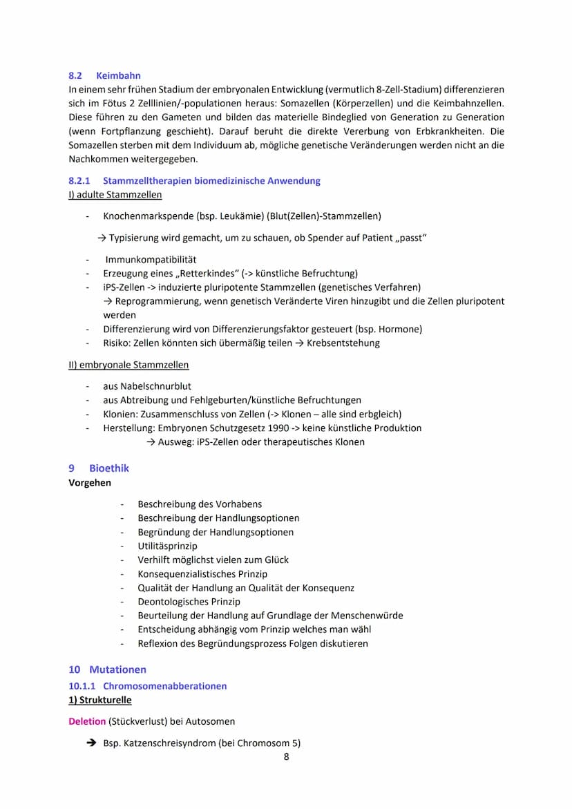 Biologie LK Lernzettel Abitur
1 Biologische Grundlagen
1.1 Unterschied von Eukaryoten und Prokaryoten
Eukaryoten (Euzyte)
Beispiel
Größe
Zel