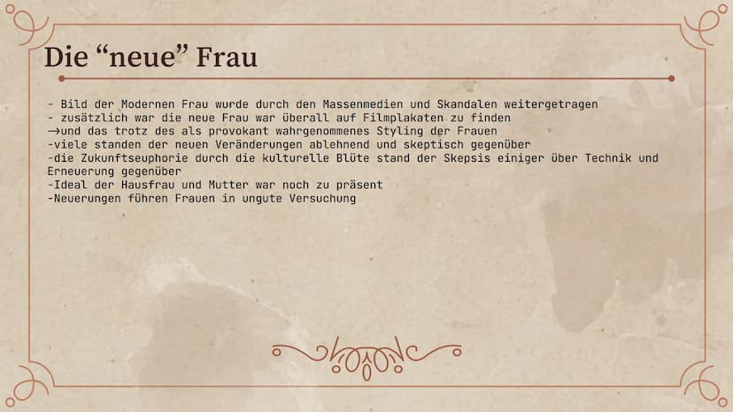 O
Goldene
Zwanziger und
die Rolle der
Frau
Szatara, Rana und Leonie
60 Golden 20s
Was ist an dieser
Zeit so besonders?
Rolle Frau
Rolle Frau