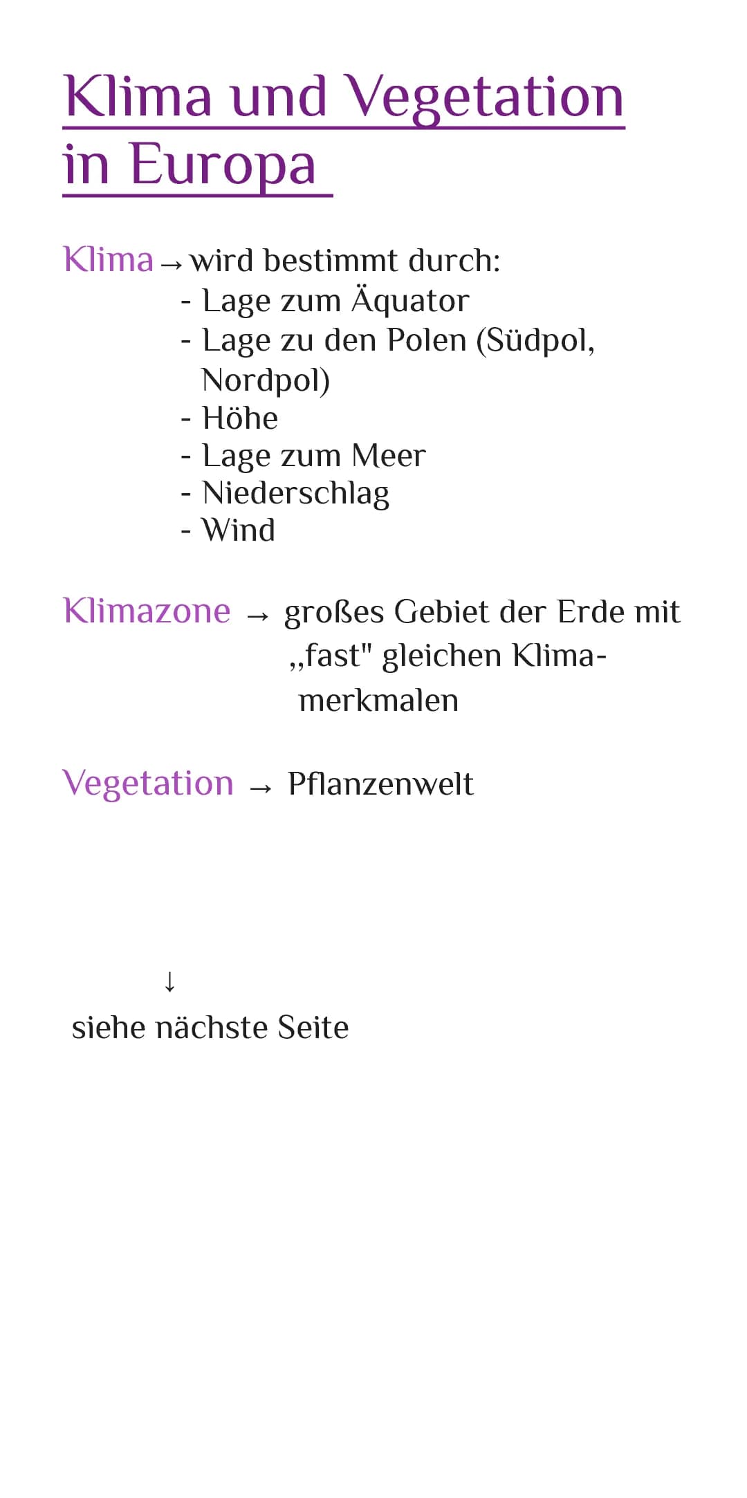Klima und Vegetation in Europa