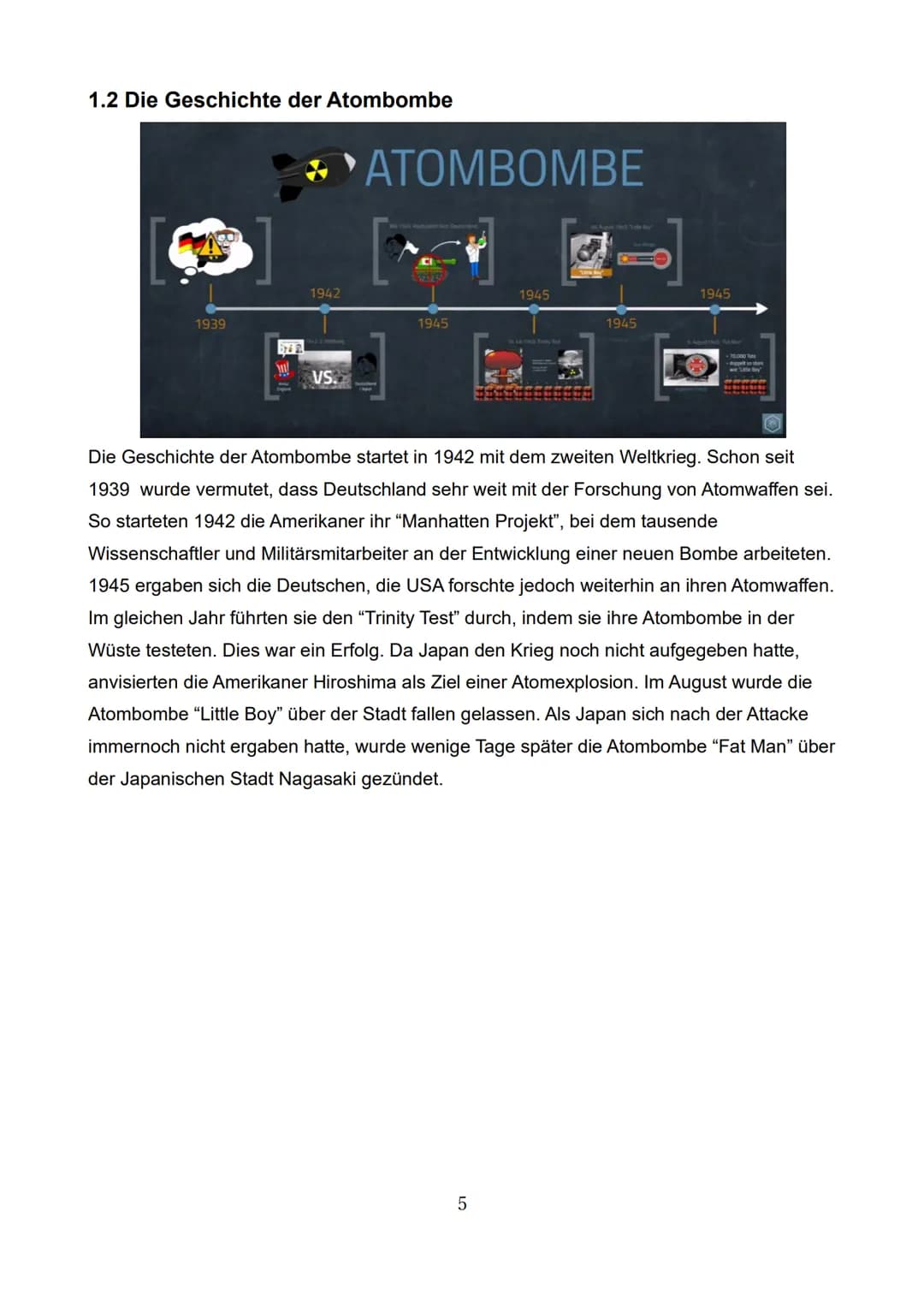 Atombomben ATOMBOMBEN ●
●
Strahlung
ATOMWAFFE WAS IST DAS?
Auch Kernwaffen oder Nuklearwaffen genannt
Explosion beruht auf atomaren unkontro