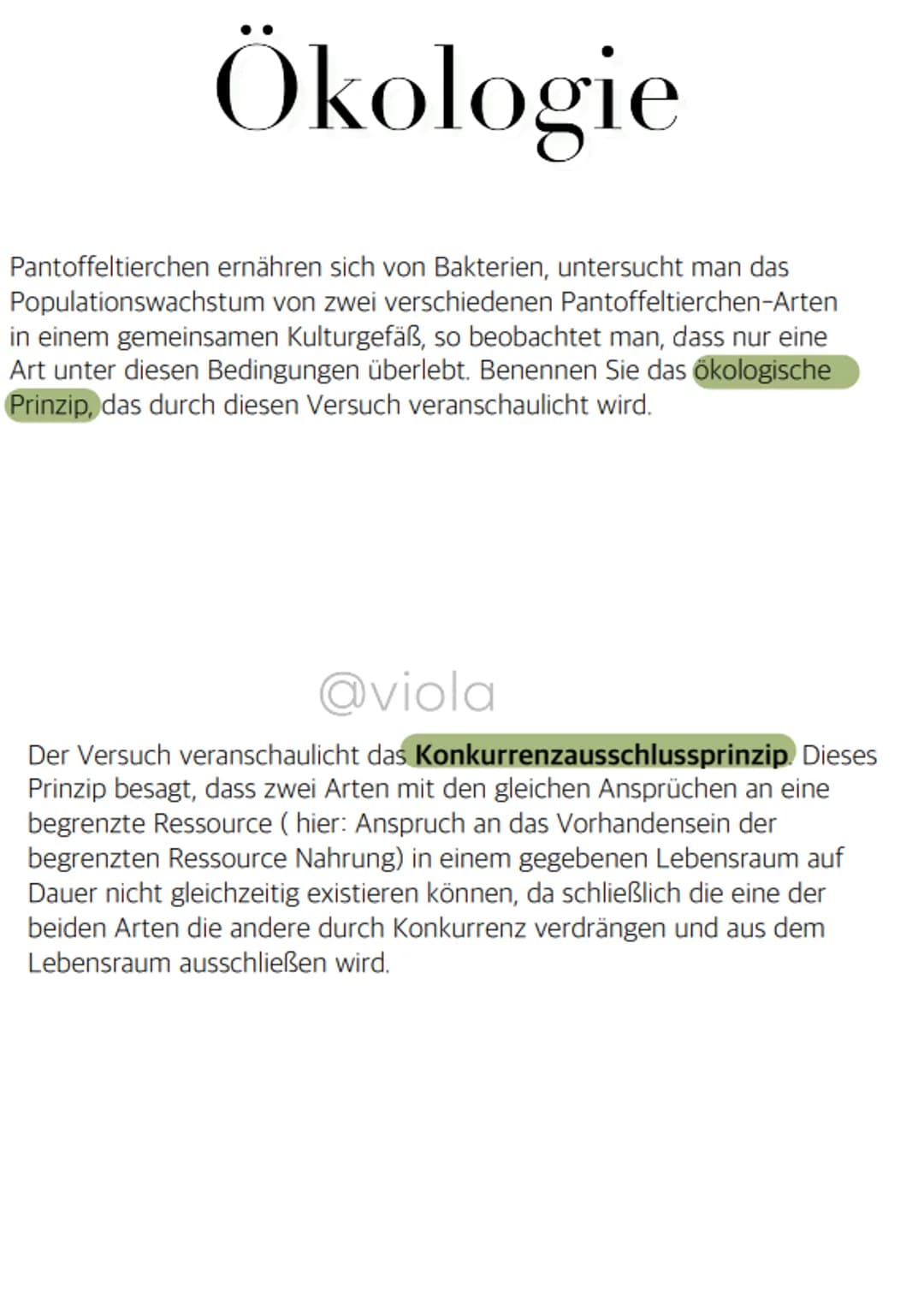 Ökologie
Definiere folgende Begriffe:
Biotop
Biozönose
Ökosystem
Ökosphäre
@viola
Biotop: Lebensraum für die Organismen eines Ökosystems
Bio