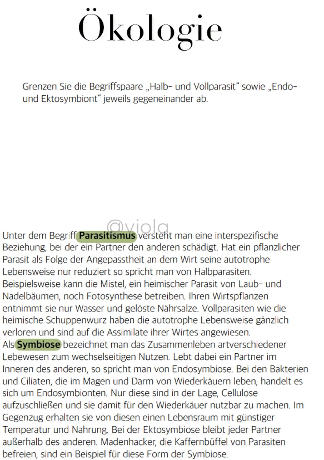 Ökologie
Definiere folgende Begriffe:
Biotop
Biozönose
Ökosystem
Ökosphäre
@viola
Biotop: Lebensraum für die Organismen eines Ökosystems
Bio