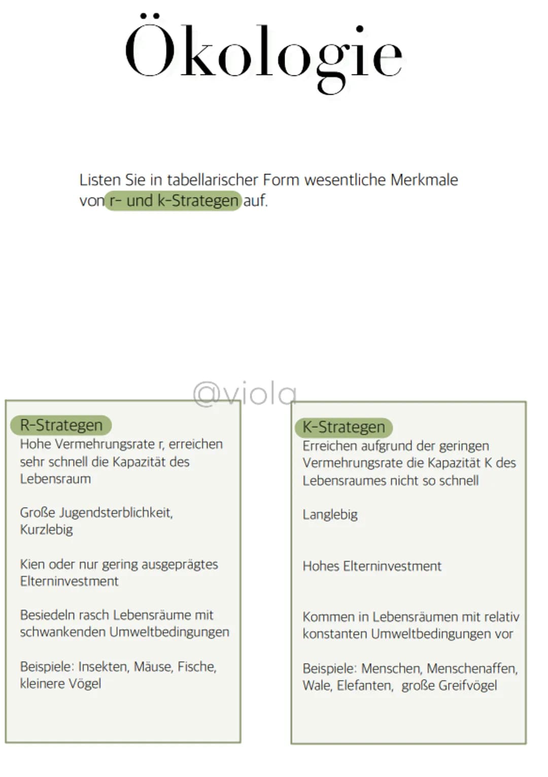 Ökologie
Definiere folgende Begriffe:
Biotop
Biozönose
Ökosystem
Ökosphäre
@viola
Biotop: Lebensraum für die Organismen eines Ökosystems
Bio