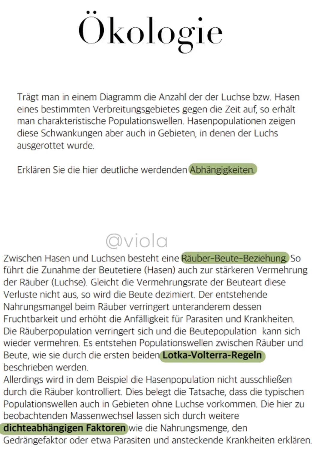 Ökologie
Definiere folgende Begriffe:
Biotop
Biozönose
Ökosystem
Ökosphäre
@viola
Biotop: Lebensraum für die Organismen eines Ökosystems
Bio