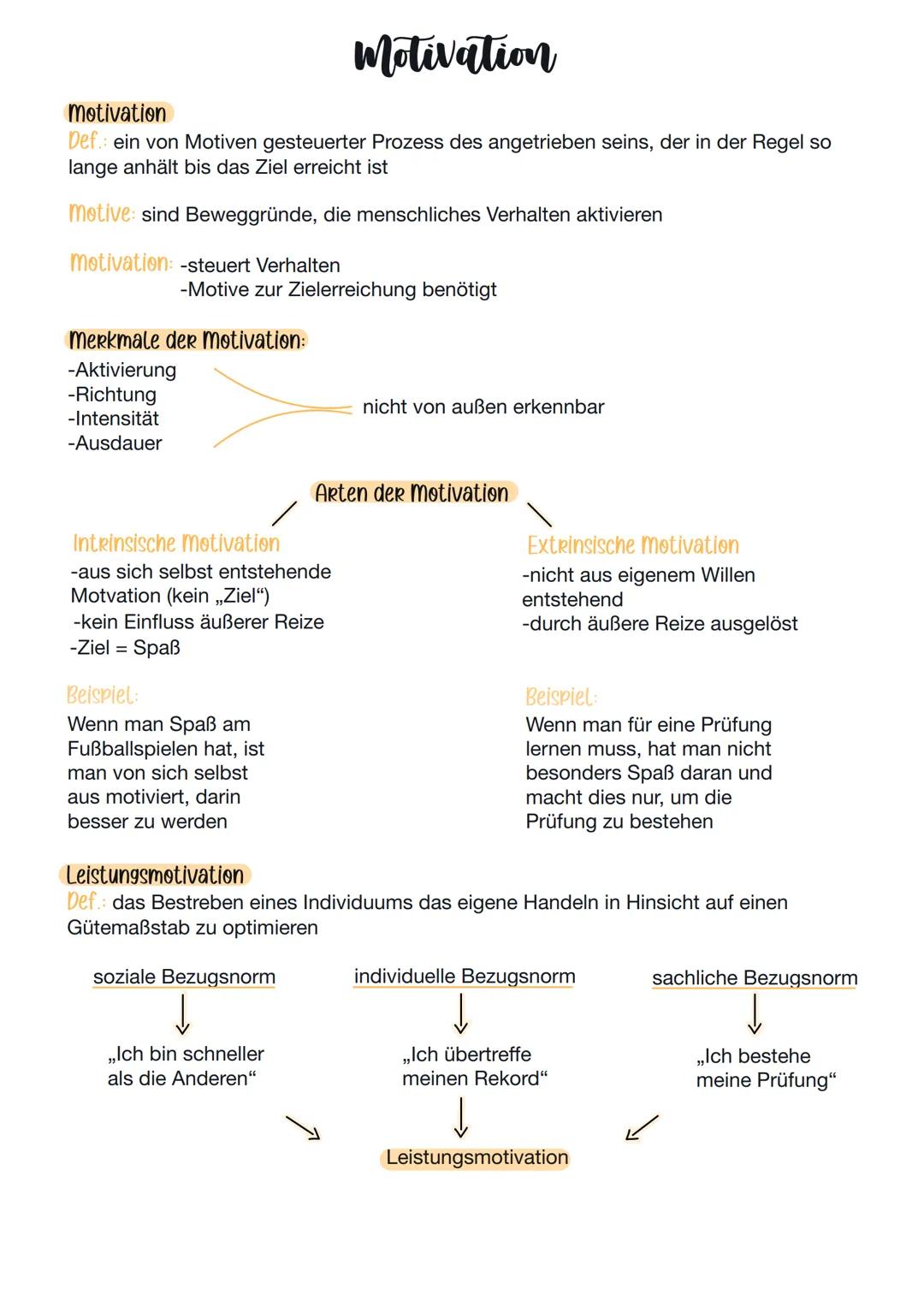 # Motivation

Motivation
Def.: ein von Motiven gesteuerter Prozess des angetrieben seins, der in der Regel so
lange anhält bis das Ziel erre