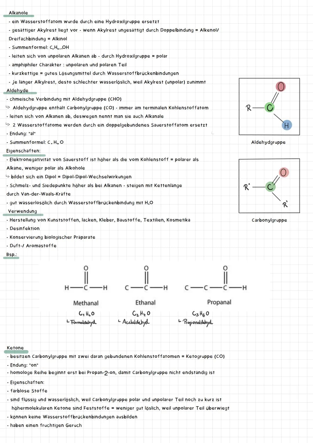 Themen
- Alkohole/Oxidation von Alkoholen
- Alkanole
- Aldehyde
- Ketone
- Nachweisreaktionen für Aldehyde/Ketone
- Carbonsäure (Ameisensäur