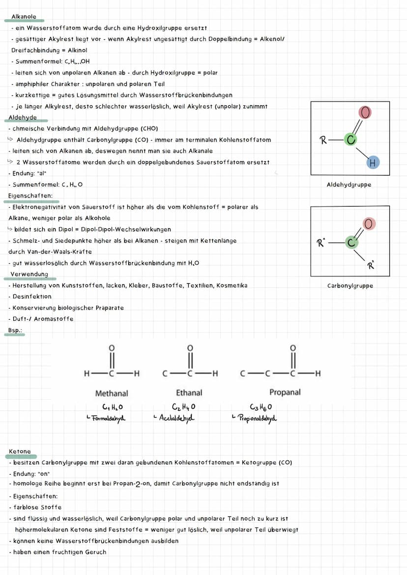 Themen
- Alkohole/Oxidation von Alkoholen
- Alkanole
- Aldehyde
- Ketone
- Nachweisreaktionen für Aldehyde/Ketone
- Carbonsäure (Ameisensäur