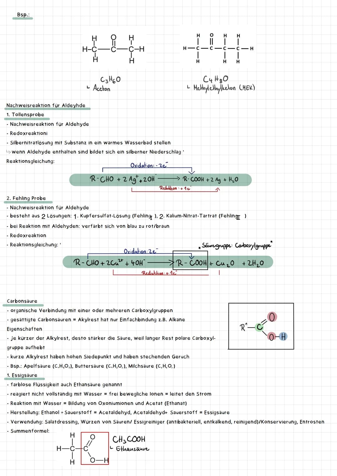 Themen
- Alkohole/Oxidation von Alkoholen
- Alkanole
- Aldehyde
- Ketone
- Nachweisreaktionen für Aldehyde/Ketone
- Carbonsäure (Ameisensäur